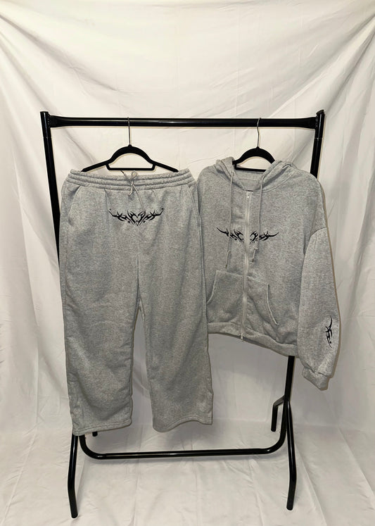 Chrome Grey Wide leg Tracksuit